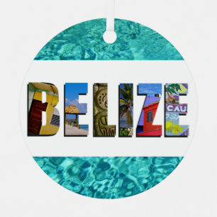 Ornement En Métal Belize Tropical Beach Bleu Océan Noël