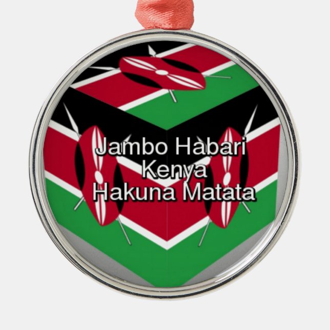 Ornement En Métal Belle Belle Cube Kenyane Drapeau avec salutation (Devant)