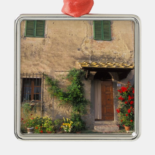 Ornement En Métal Belle vieille maison fleurie à San Gimignano (Devant)