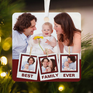 Ornement En Métal Best Family Ever Custom Instagram 4 Photo Collage