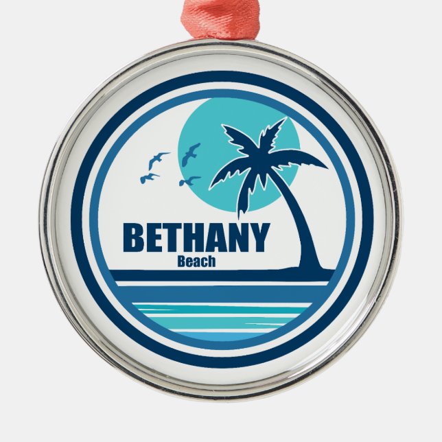 Ornement En Métal Bethany Beach Delaware Palm Tree Birds (Devant)
