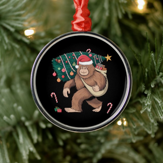 Ornement En Métal Bigfoot Noël Arbre Lumières Noël Sasquatatch Amour (Arbre)