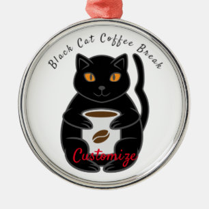 Ornement En Métal Black Cat Coffee Break Thunder_Cove