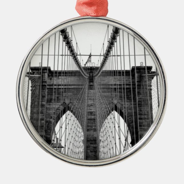 Ornement En Métal Black White Brooklyn Bridge New York (Devant)