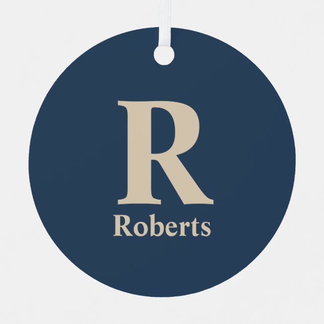 Ornement En Métal Bleu Classique Et Vanille Initial/Premier/Nom De F (Recto)