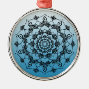 Ornement En Métal Bleu Mandala Abstrait Beau Noël