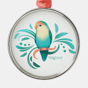 Ornement En Métal Bleu Pêche face Lovebird