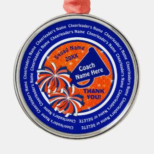 Ornement En Métal Bleu royal, entraîneur de Noël orange