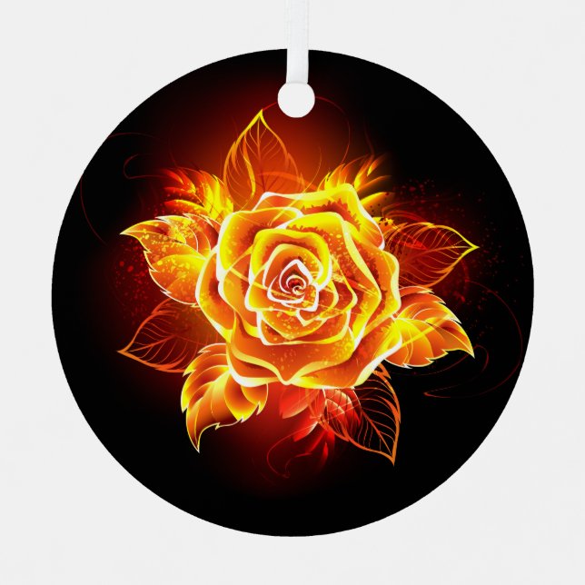 Ornement En Métal Blooming Fire Rose (Recto)