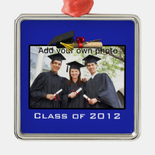 Ornement En Métal Blue Add your Photo / Year Graduation