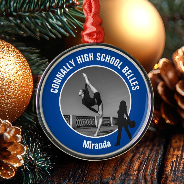 Ornement En Métal Blue Drill Team Photo High School Dancer Christmas (Créateur téléchargé)