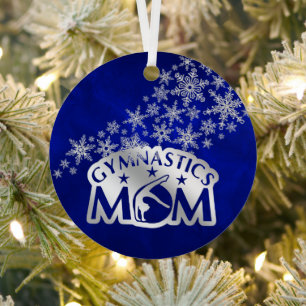 Ornement En Métal Blue Silver Snowflakes Fière Gymnastique Maman