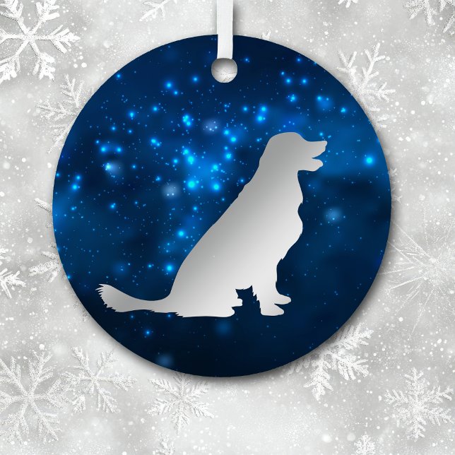 Ornement En Métal Blue Star Lights Golden Retriever Chien Noël (Créateur téléchargé)