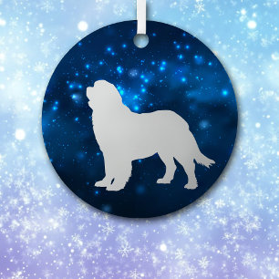 Ornement En Métal Blue Star Lights Terre-Neuve Chien Noël
