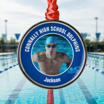 Blue Swim Team Photo Swimmer Christmas Gift