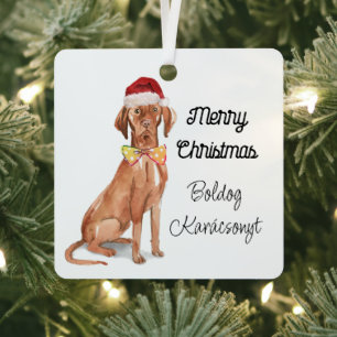 Ornement En Métal Boldog Karácsonyt Vizsla