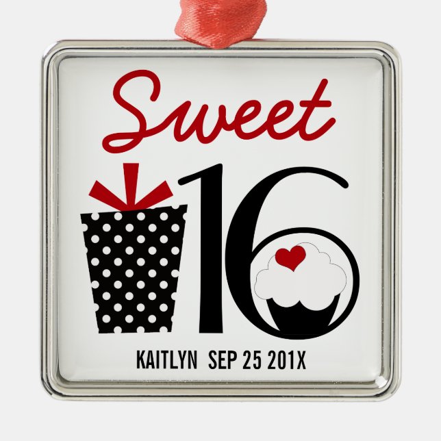Ornement En Métal Bonbon souvenir personnalisé 16 par anniversaires (Devant)