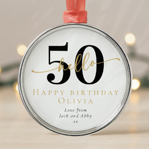 Ornement En Métal Bonjour 50 Cinquantième Anniversaire Jalon cadeau