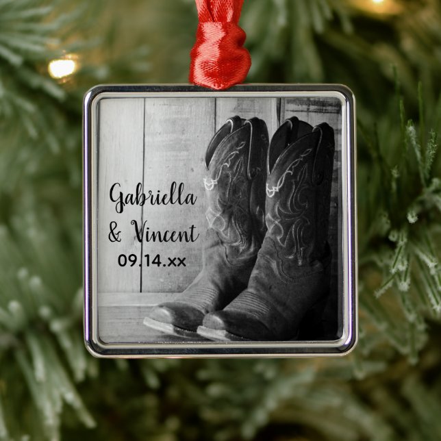 Ornement En Métal Boots rustiques Cowboy Pays Mariage occidental (Arbre)