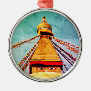 Ornement En Métal Boudhanath Stupa, Buddha Eyes, Himalaya, Népal