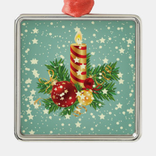 Ornement En Métal Bougie De Noël Et Étincelles