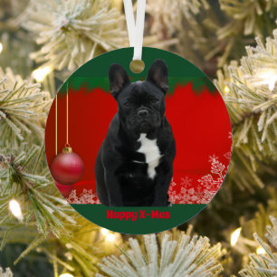 Ornement En Métal Bouledogue français Joyeux Noël Bouledogue