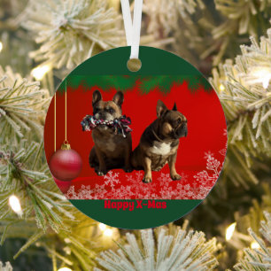 Ornement En Métal Bouledogue français Joyeux Noël Bouledogue