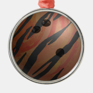 Ornement En Métal Bowling Ball Tiger Orange