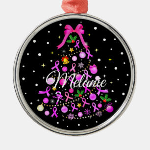 Ornement En Métal Breast Cancer Christmas Tree