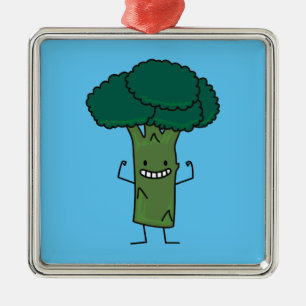 Ornement En Métal Brocoli fléchissant le légume heureux de vert de