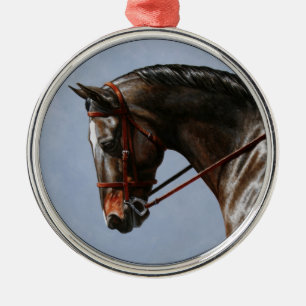 Ornement En Métal Brown Bay Oldenburg Horse Portrait