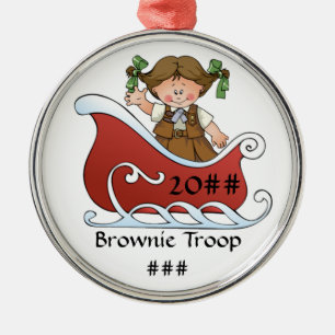 Ornement En Métal Brune de traîneau de scout de "brownie"