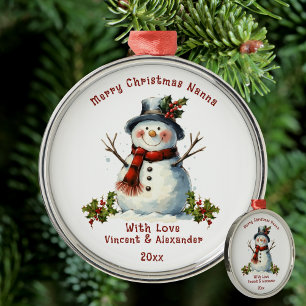 Ornement En Métal Cadeau de bonhomme de neige de Noël pour Nanna - G