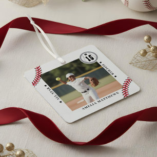 Ornement En Métal Cadeau de photo personnalisé d'équipe de baseball