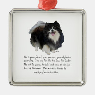 Ornement En Métal Cadeau de Pomeranian Mâle