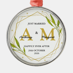 Ornement En Métal Cadeau personnalisé juste marié Mr & Mrs Mariage
