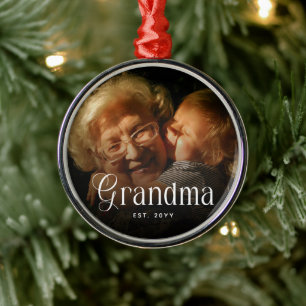 Ornement En Métal Cadeau Photo Personnalisé Grand-mère Typographie M