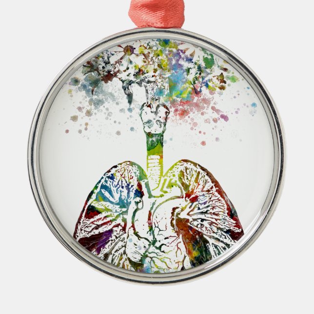 Ornement En Métal Cadeaux Médicale coeur et motif de poumons (Devant)
