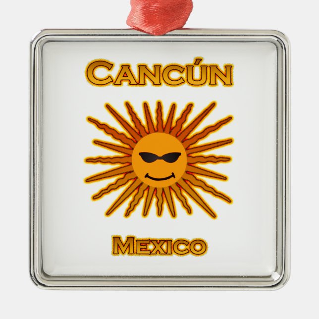 Ornement En Métal Cancun Mexique Sun font face à l'icône (Devant)