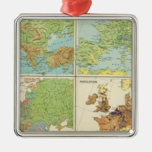 Ornement En Métal Caractéristiques de l'Europe et carte physiques d