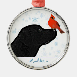 Ornement En Métal Cardinal de Noël du Labrador noir - Chien mignon