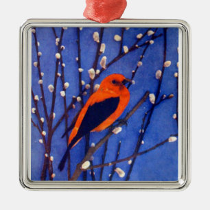 Ornement En Métal Cardinal rouge
