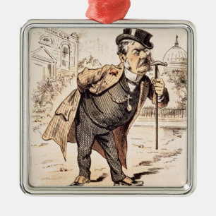 Ornement En Métal Caricature de Chester Alan Arthur, c.1883