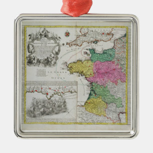 Ornement En Métal Carte allemande montrant des attaques navales