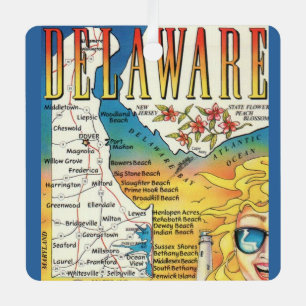 Ornement En Métal Carte ancienne du Delaware 