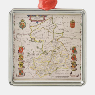 Ornement En Métal Carte de Cambridgeshire, Amsterdam édité c.1647-
