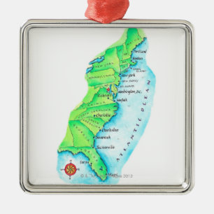 Ornement En Métal Carte de Côte Est américaine