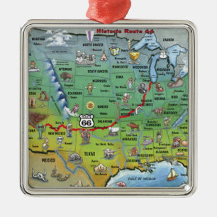 Ornement En Métal Carte de la route historique 66
