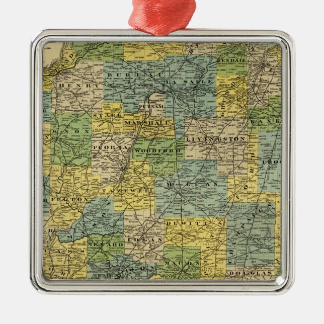 Ornement En Métal Carte de l'Illinois 2 (Devant)