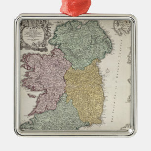 Ornement En Métal Carte de l'Irlande montrant les provinces d'Ulster